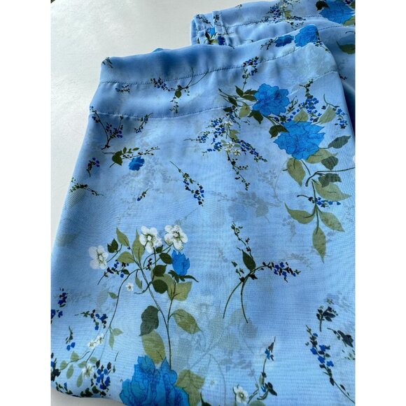 Vintage 60s sheer curtains, blue bouquets with greenery, price for the pair - Picture 9 of 10
